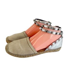 Rebecca Minkoff Gilles Women’s Cream Leather Studded Espadrille Shoes 6.5